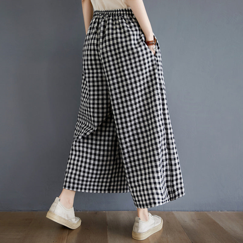 Summer High Elastic Waist Linen Women Loose Pants