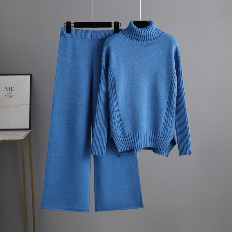 Casual Women Winter Turtleneck Sweaters and Pants Sets