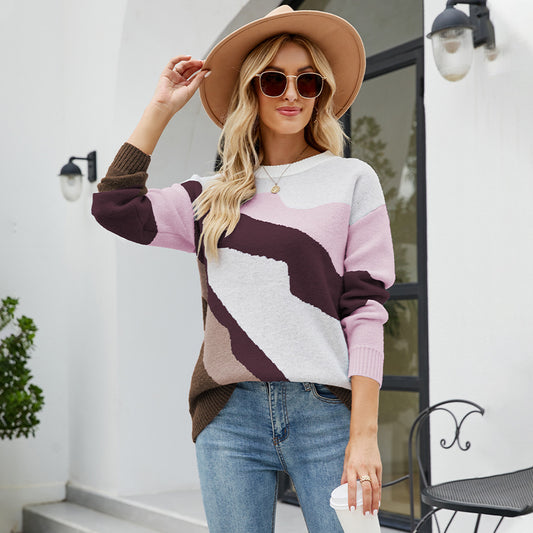 Women Round Neck Knitted Pullover Sweaters