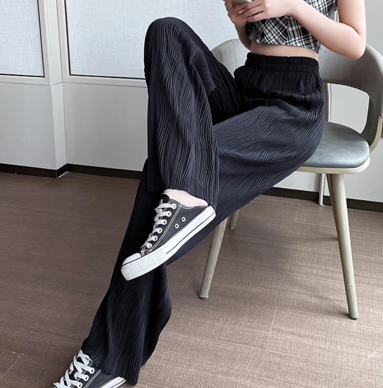 Casual Water Ripple High Waist Summer Pants for Women