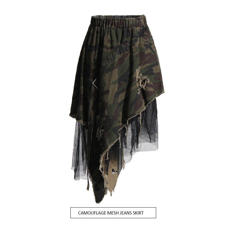 Designed Camouflage Irregular Fall Skirts for Women