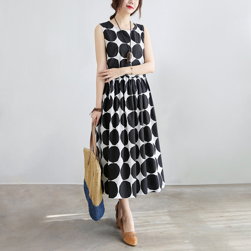 Summer Women Dot Print Midi Dresses