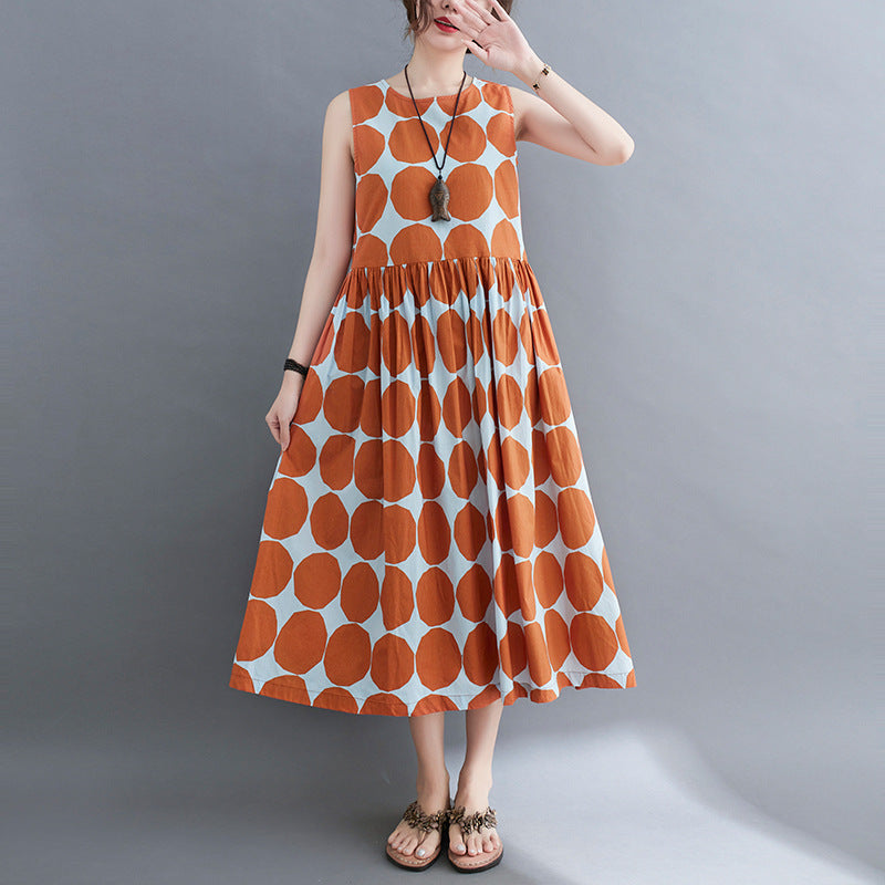 Summer Women Dot Print Midi Dresses