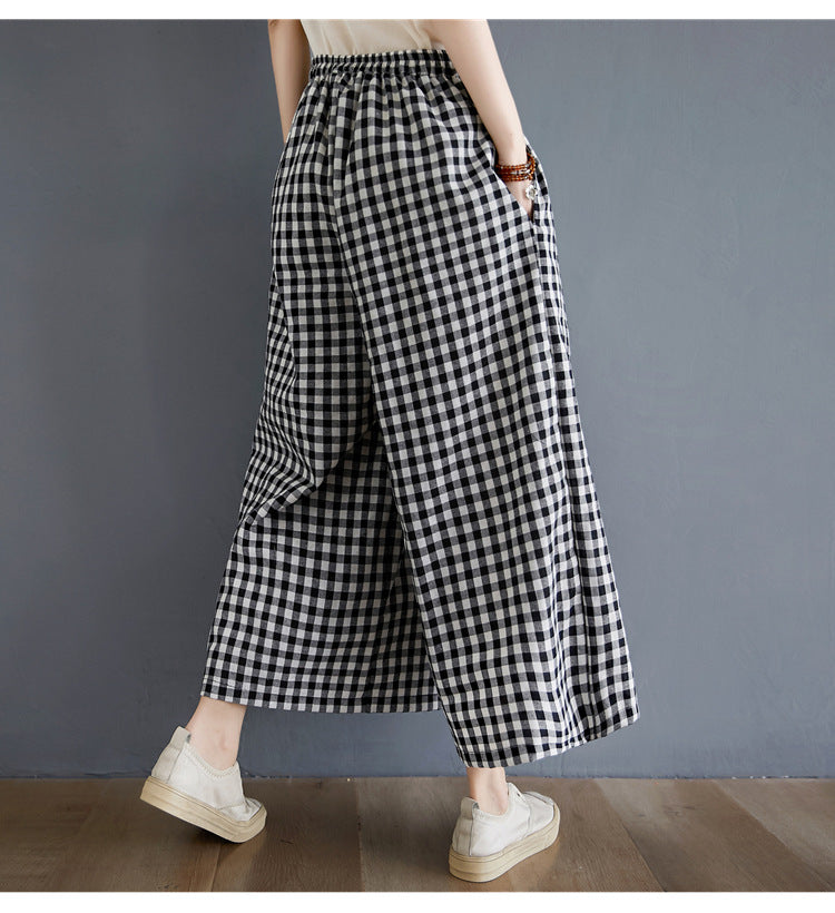 Summer High Elastic Waist Linen Women Loose Pants