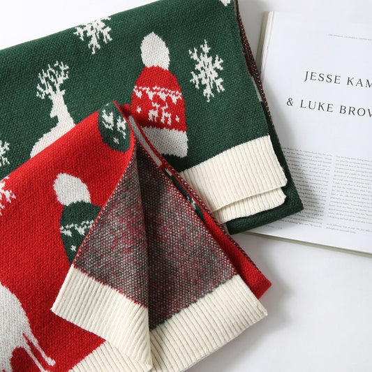 Warm Elk Design Knitted Scarves for Christmas