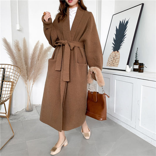 Women Romper Style Knitted Woolen Cardigan Overcoat