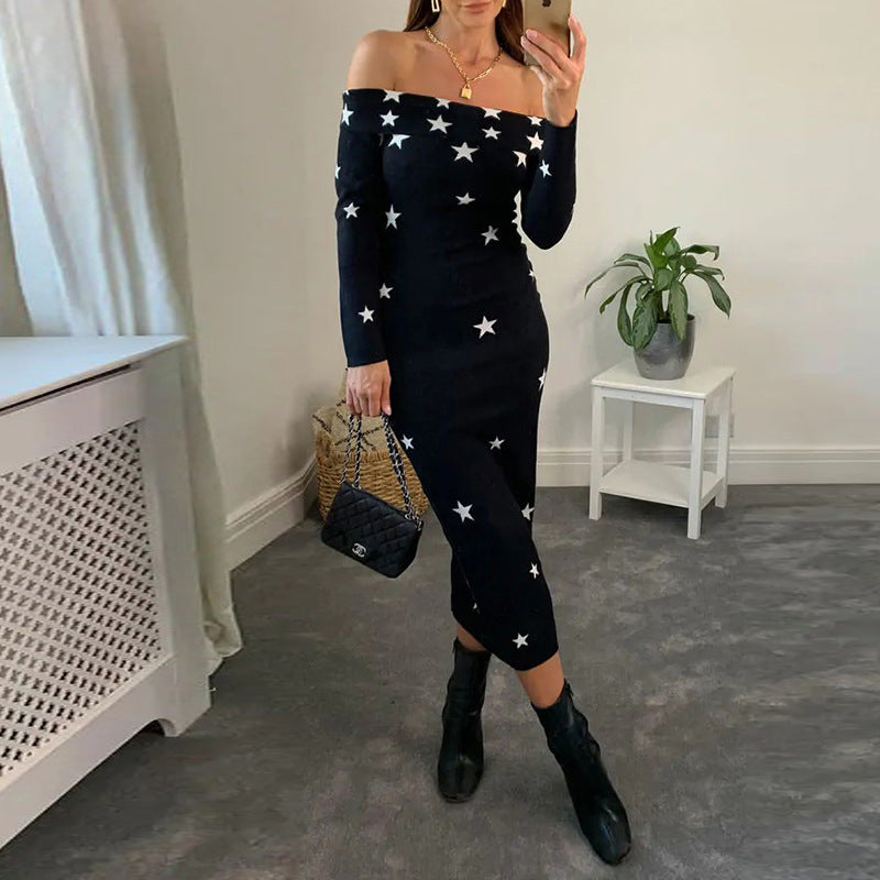 Sexy Black Off The Shoulder Autumn Long Dresses