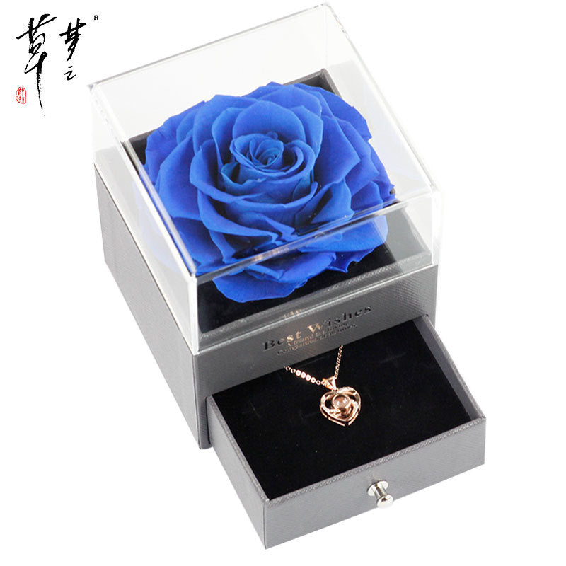 Valentine's Day Gifts Preserved Forever Flowers and Necklace Sets