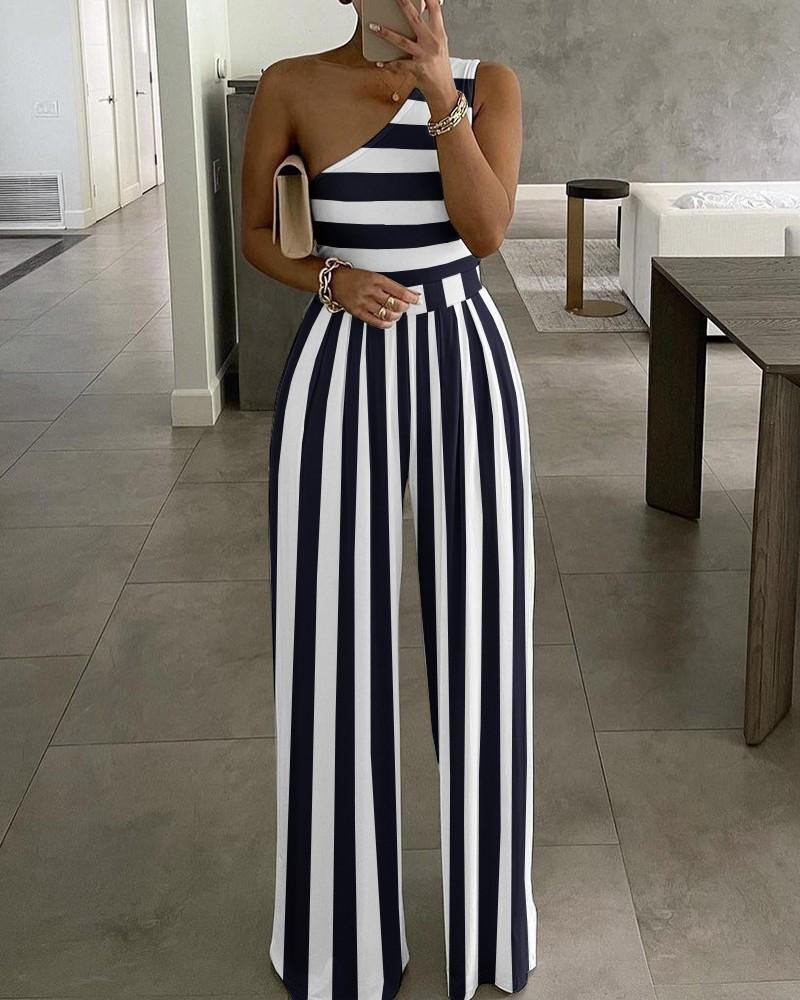Simple One Shoulder Cozy Jumpsuits-STYLEGOING