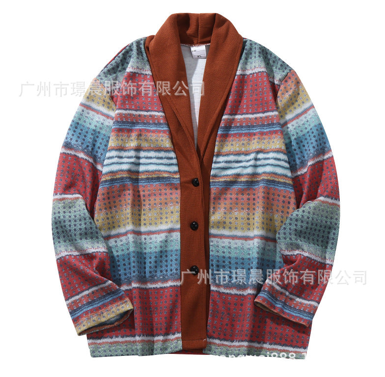 Men's Print Long Sleeves Knitting Cardigan Sweaters