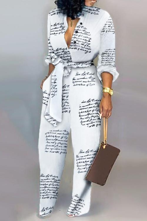 New Sexy Letter Print Women Jumpsuits-STYLEGOING