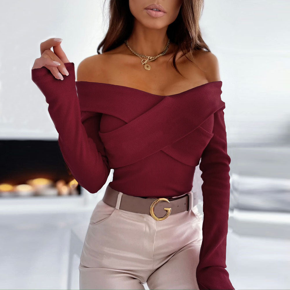 Sexy Off The Shoulder Knitting Women Tops