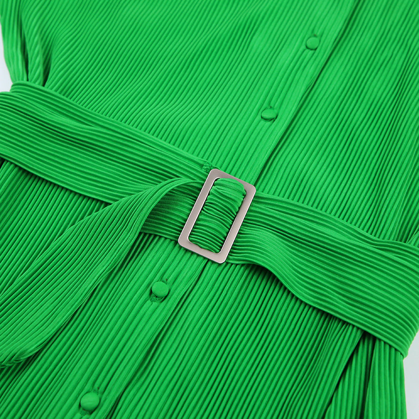 Green Spring Long Sleeves Women Shirts Dresses