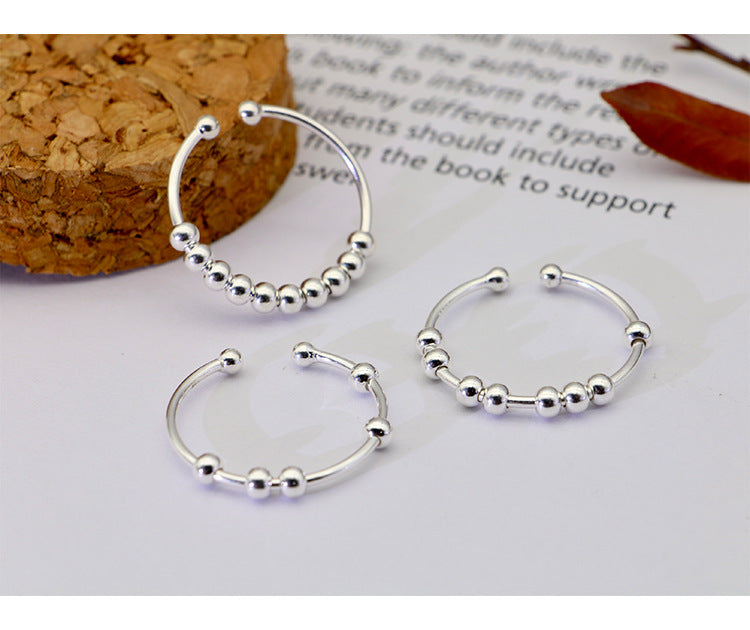 Rotatable Beads Silver Rings for Women