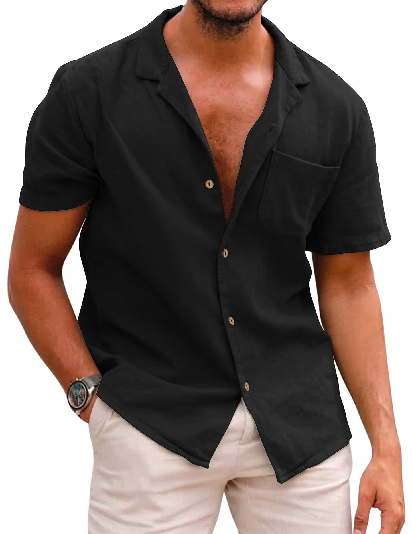 Casual Linen Short Sleeves Shirts for Men