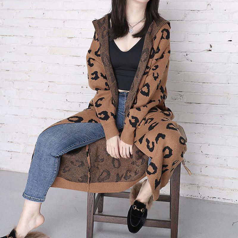 New Leopard Casual Knitting Cardigan Overcoats-STYLEGOING