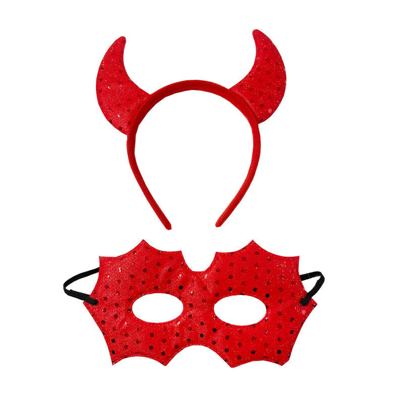 Halloween Party Red Devil Hair Clip and Mask Accessories
