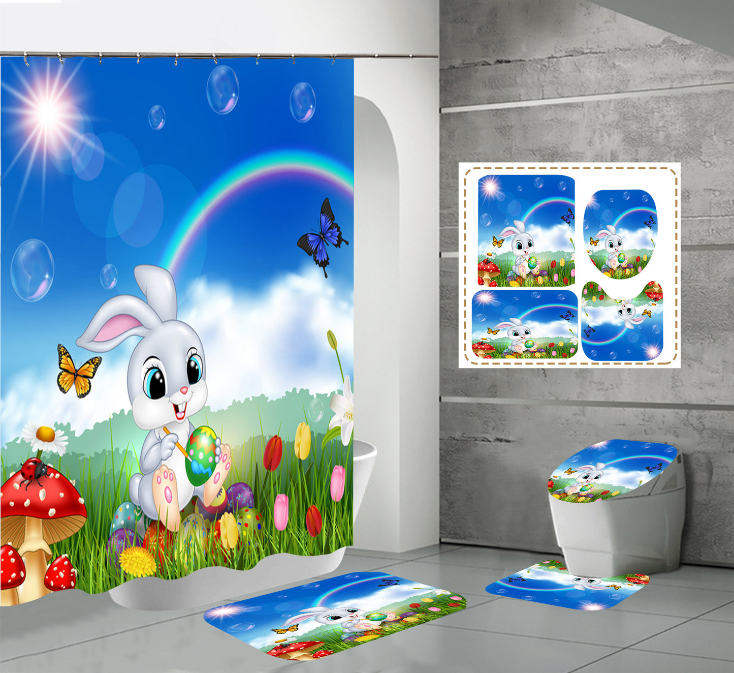 Happy Easter Day Shower Curtain Sets