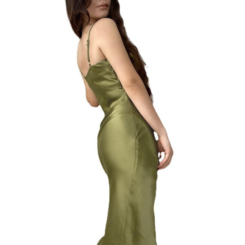 Sexy Satin Backless Women Party Dreses