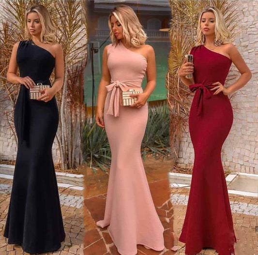 Sexy One Shoulder Sleeveless Evening Dresses