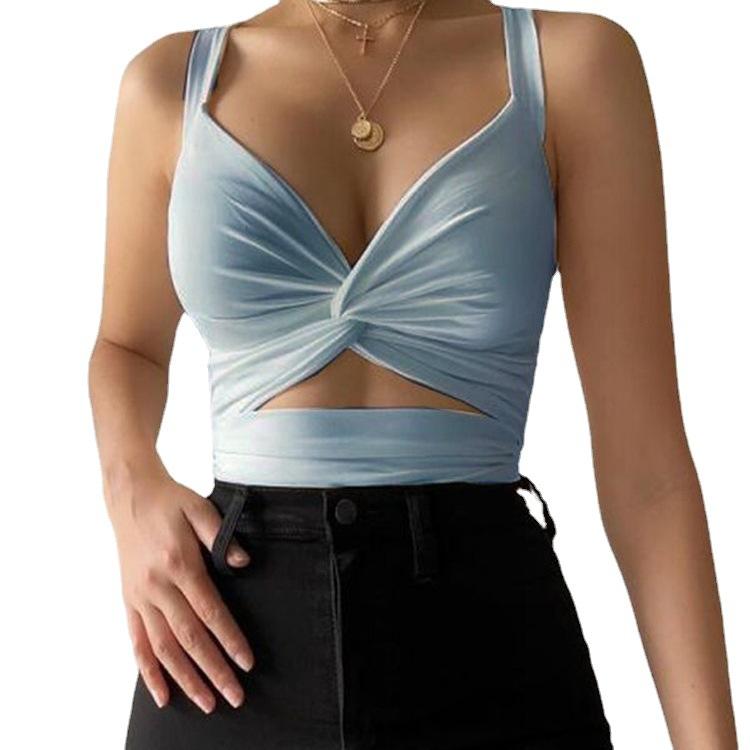 Summer Sexy Button Backless Crop Tops-STYLEGOING