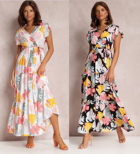 Casual Summer Floral Print Short Sleeves Women Dresses