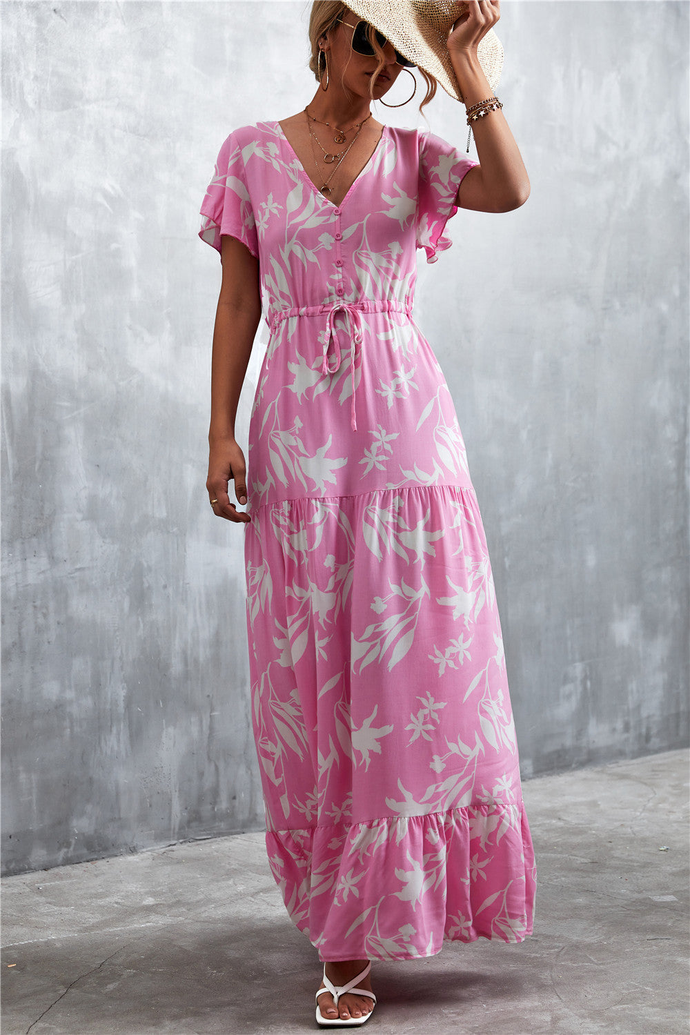 Casual V Neck Long Maxi Dresses