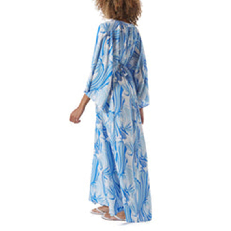 Summer Blue Irregular Long Bikini Dresses