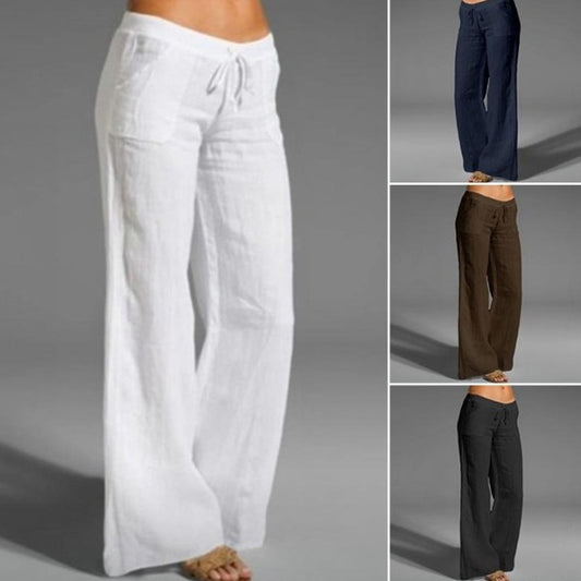 Casual Linen High Waist Women Pants