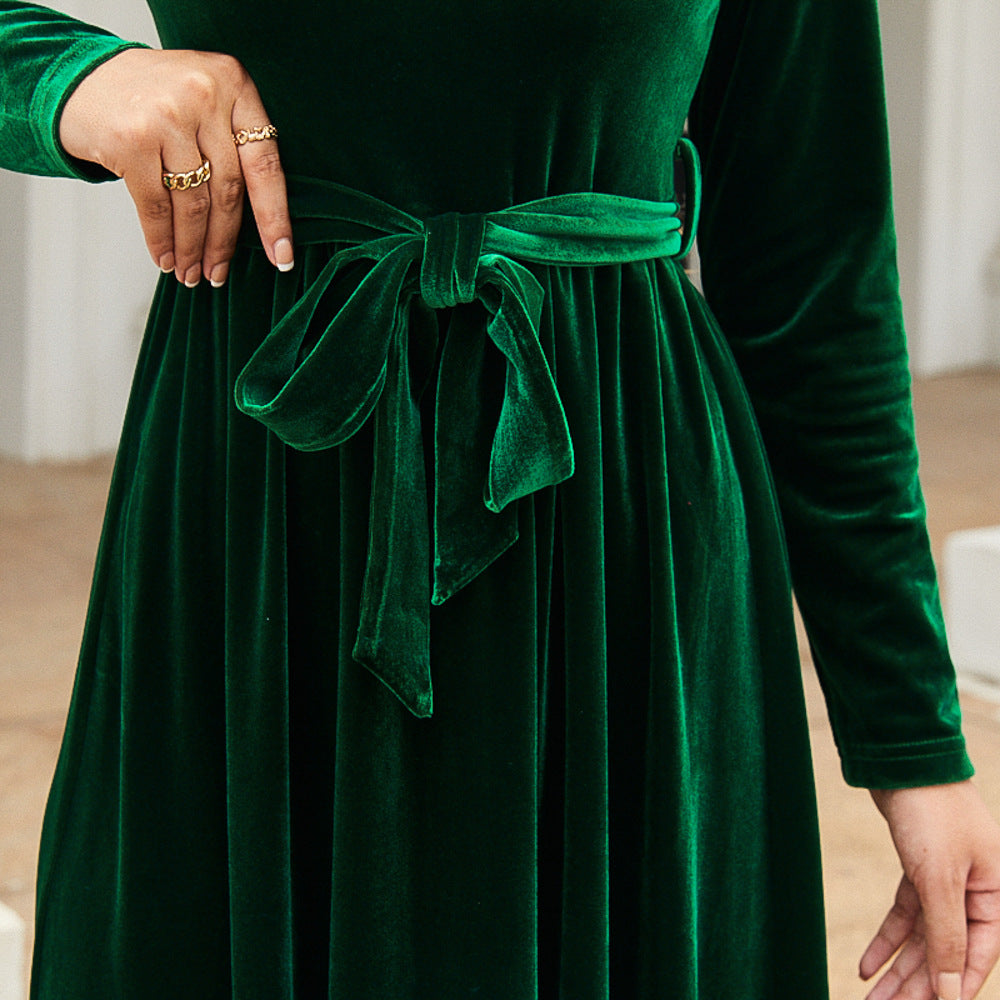 Elegant Velvet Long Sleeves Dresses