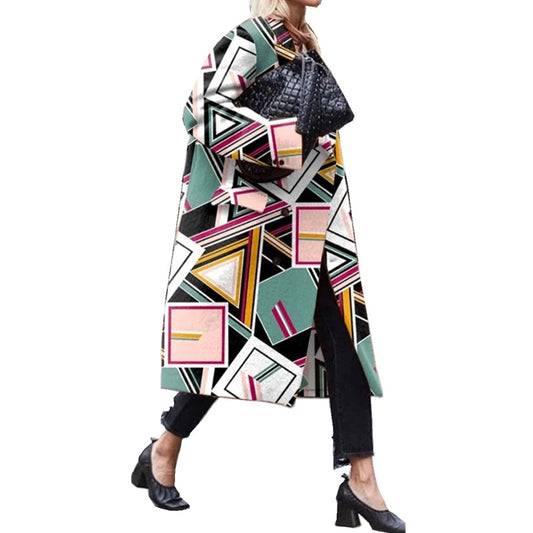 Elegant Printed Long Overcoats for Women