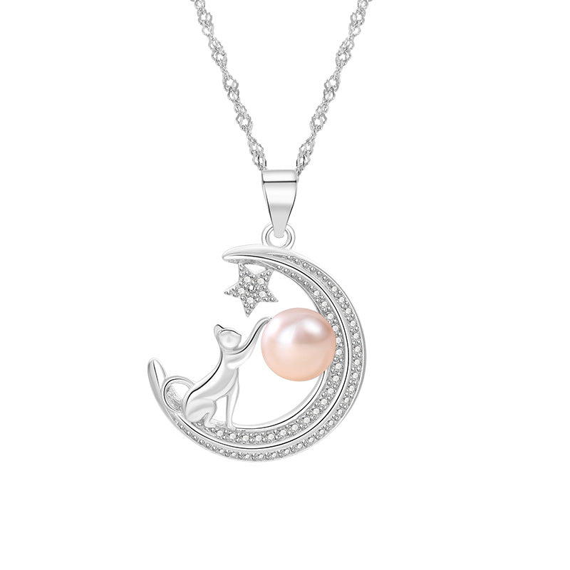 Fashion Moon Star Design Sterling Sliver Necklace