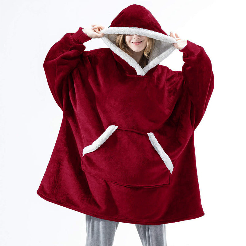 Wearable Fleece Hoodies Sleepwear for Watching TV
