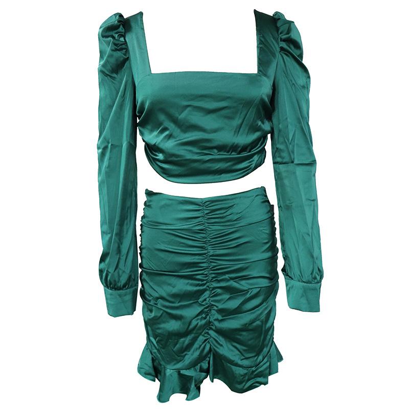 Sexy Women Ruffled High Waist Tops&skirts Two Pieces--Free Shipping at meselling99