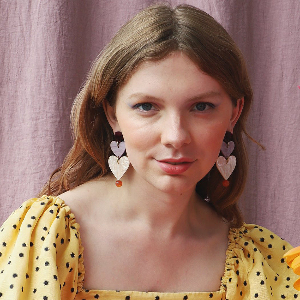 Vintage Acrylic Sweetheart Design Earrings for Women