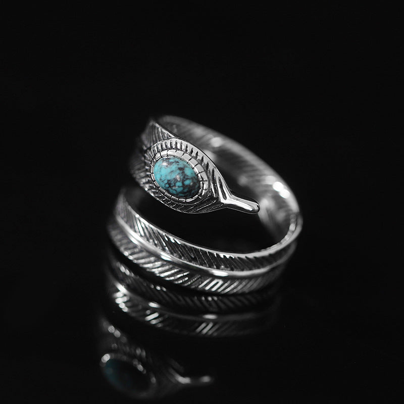 Autique Feather Design Sterling Sliver Rings for Women&Men