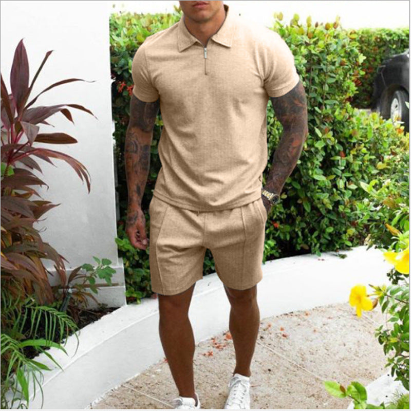 Casual Men's Short Sleeves T Shirts and Shorts Suits