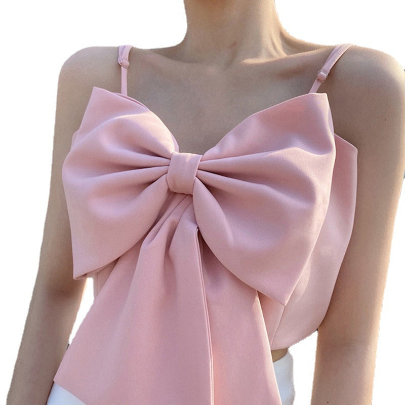 Sexy Lovely Designed Bowknot Midriff Baring Short Tops