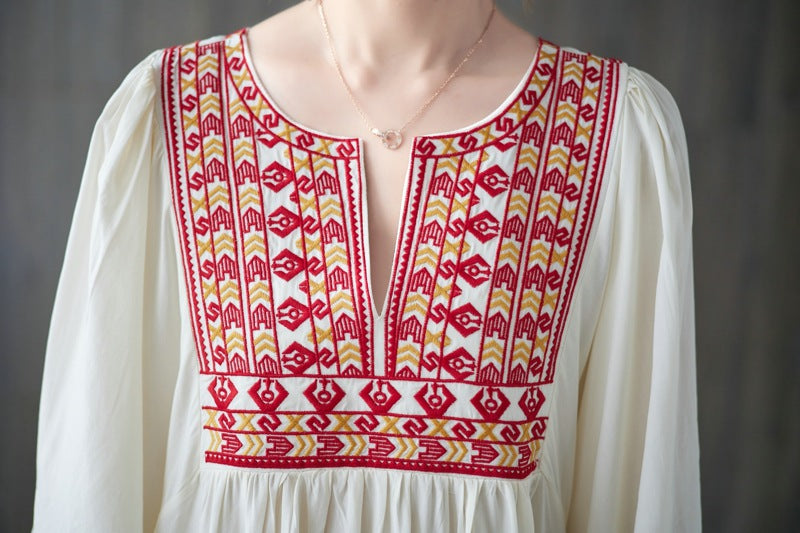 Vintage Embroidery Summer Plus Sizes Long Dresses