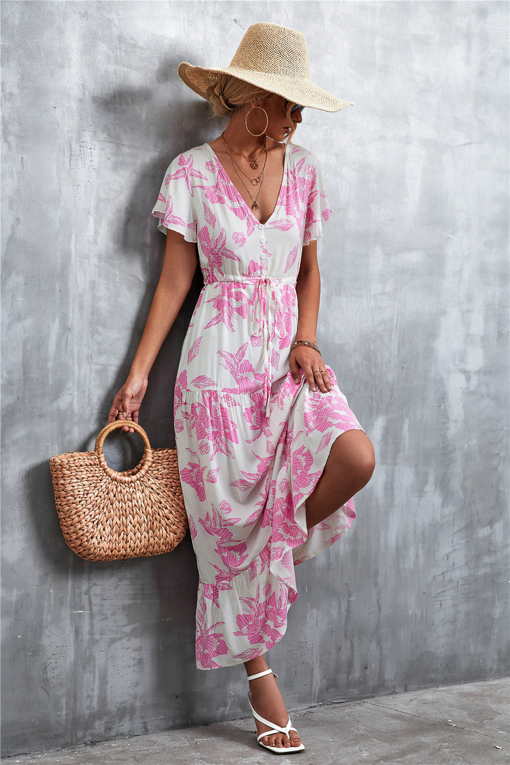 Casual V Neck Long Maxi Dresses