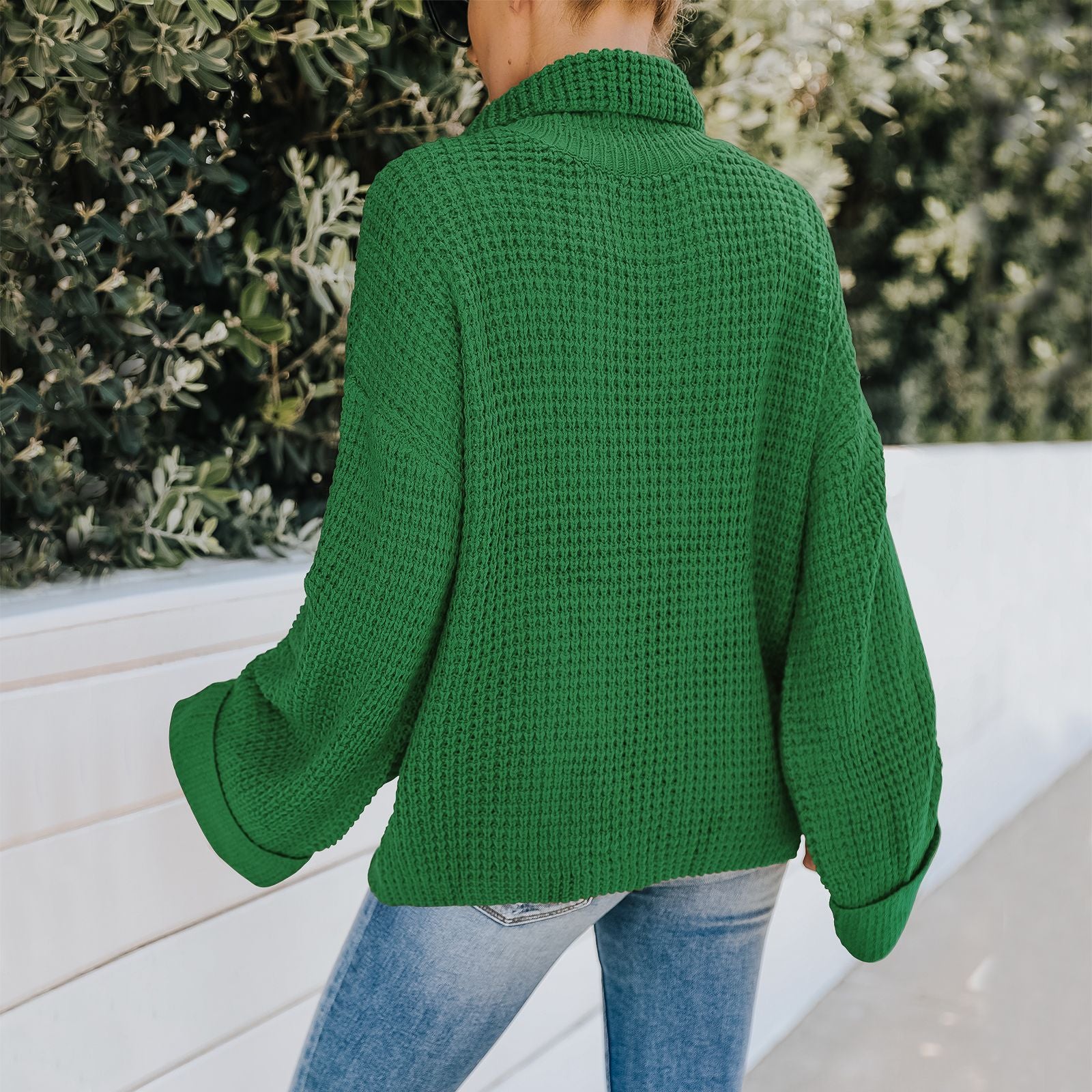 Women High Neck Knitting Fall Sweaters-STYLEGOING