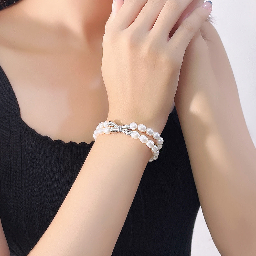 Fashion Butterfly Design Sterling Silver Pearl Bracelets