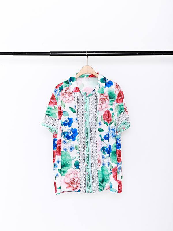 Summer Floral Print Casual Men's Shirts and Pants Sets