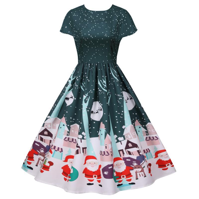 Vintage Short Sleeves Christmas Dresses