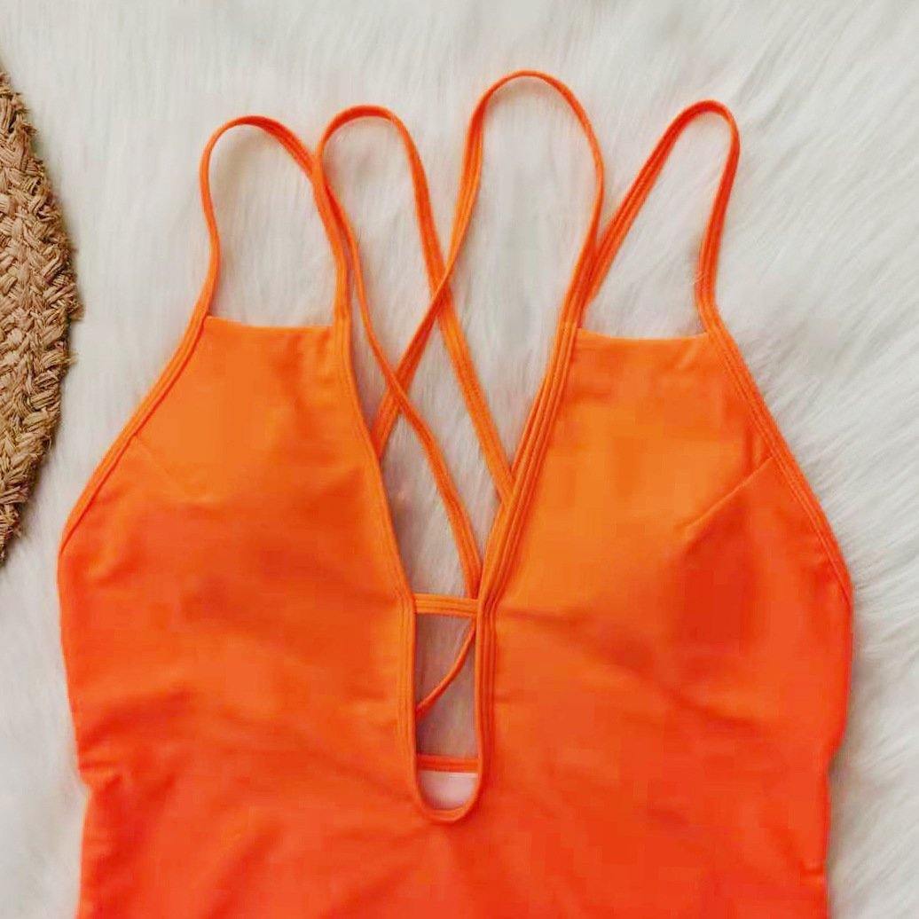 Orange Plus Sizes One Piece Wet Suits-STYLEGOING