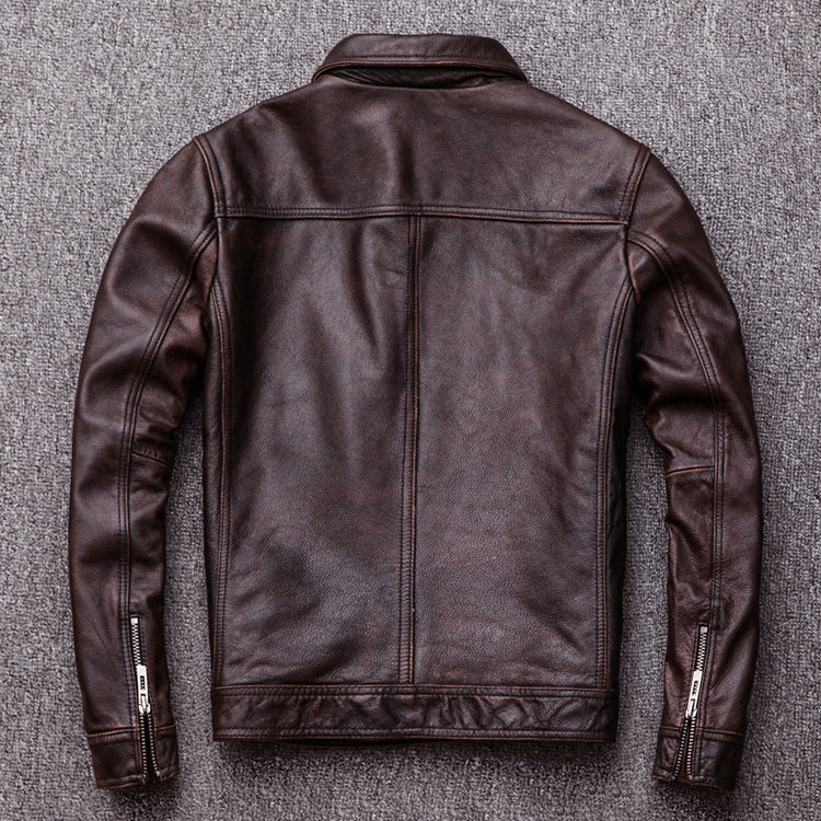 Vintage Motorcycle Cowhide Leather Jackets for Men