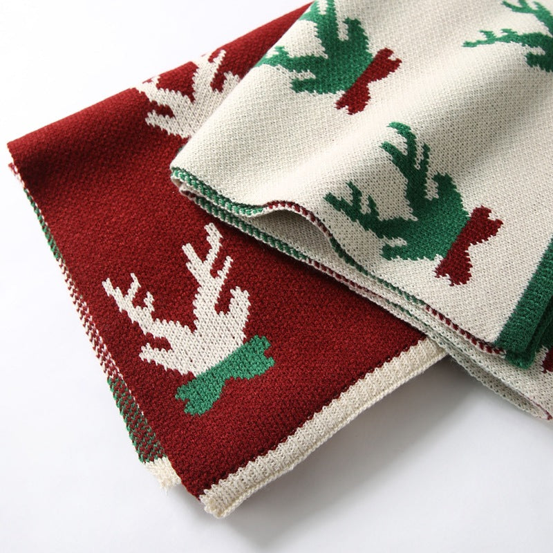 Warm Elk Design Knitted Scarves for Christmas