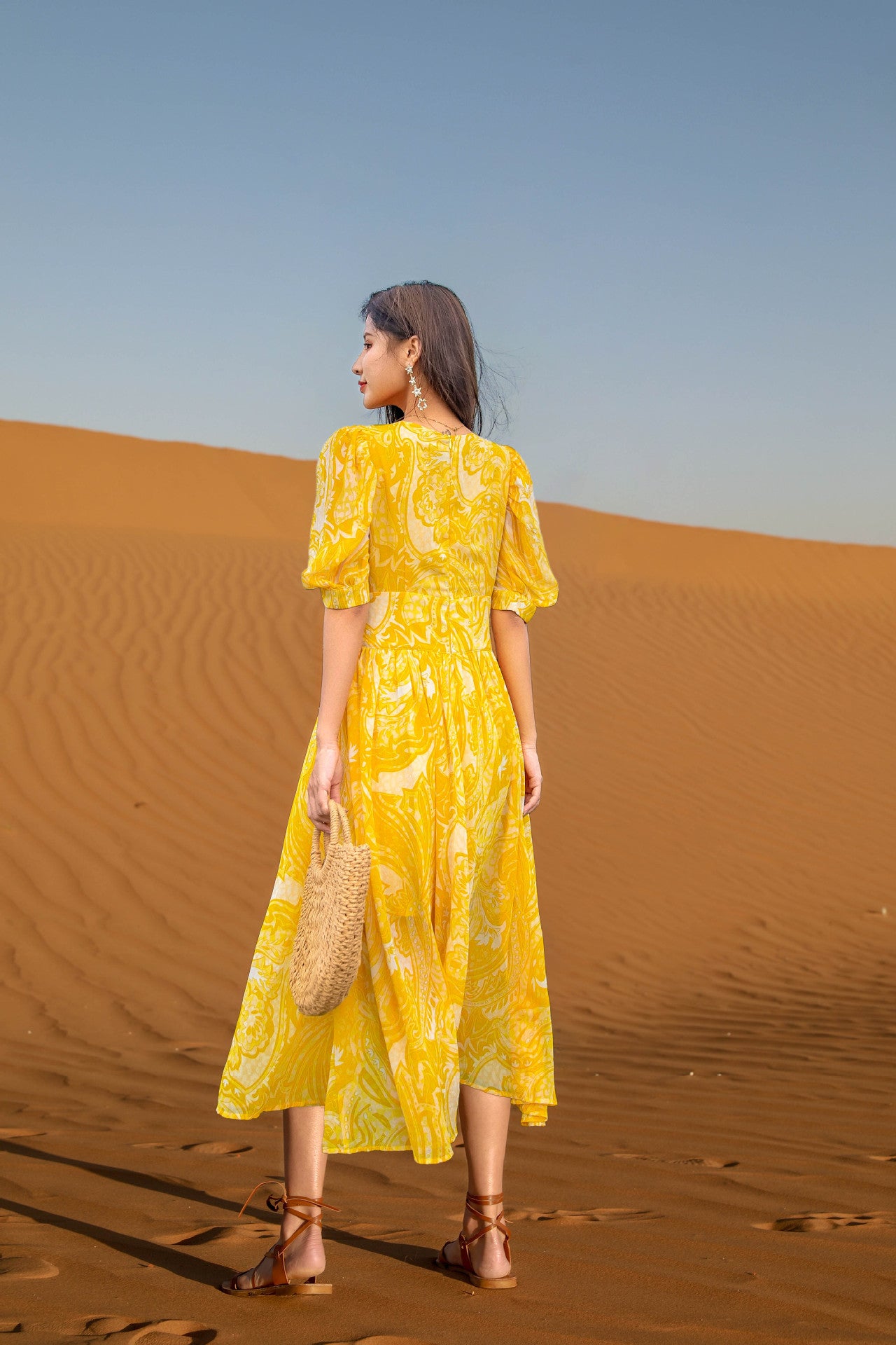 Luxury Yellow Chiffon  Long Dresses