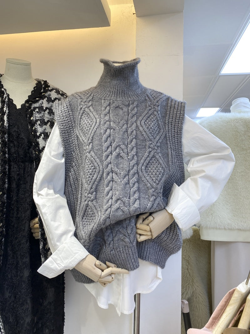 Winter Turtleneck Knitting Vest for Women
