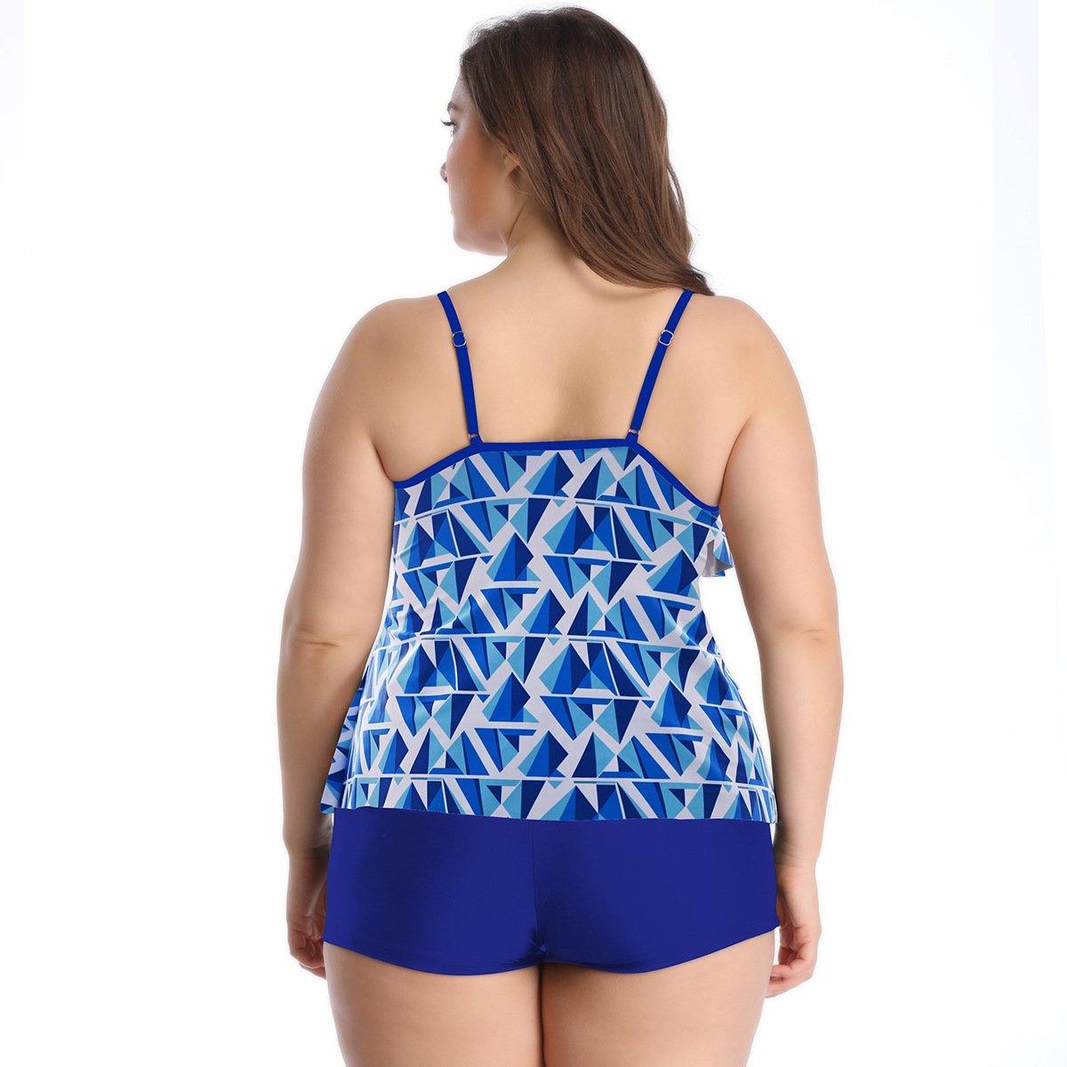 Ruffled Floral Print Plus Size Swimsuits-STYLEGOING
